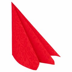 Servietten Airlaid 40x40cm 1/4 -Falz mit Rosenmuster rot 
