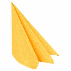 Servietten Airlaid 40x40cm 1/4 -Falz mit Rosenmuster gelb 