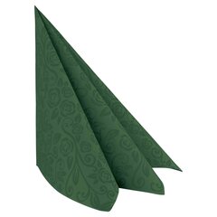 Servietten Airlaid 40x40cm 1/4 -Falz mit Rosenmuster dunkelgrün 