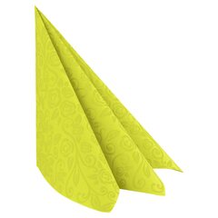 Servietten Airlaid 40x40cm 1/4 -Falz mit Rosenmuster gelbgrün 