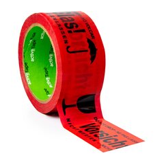 VEPATIM 144 Warnband Klebeband 48mmx66m activaTape Low Noise rot mit Aufdruck Vorsicht Glas