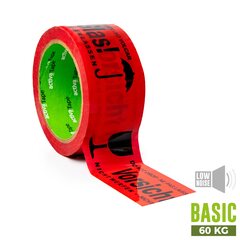 Preview: VEPATIM 144 Warnband Klebeband 48mmx66m activaTape Low Noise rot mit Aufdruck Vorsicht Glas