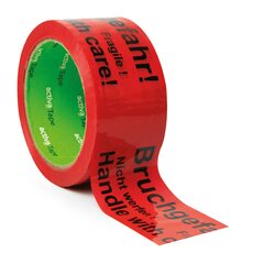 VEPATIM 144 Warnband Klebeband 48mmx66m activaTape Low Noise rot mit Aufdruck Bruchgefahr
