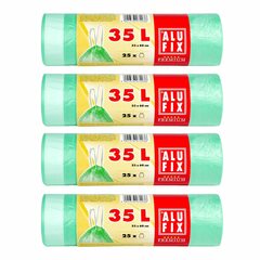 1000x ALUFIX Müllsäcke Müllbeutel mit Zugband 35L HDPE grün 53 x 60 cm