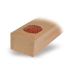 Preview: VEPATIM 100 Blockbodenbeutel Kraftpapier braun mit Sichtfenster 55 + 30 x 175mm 