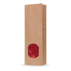 VEPATIM 100 Blockbodenbeutel Kraftpapier braun mit Sichtfenster 55 + 30 x 175mm 