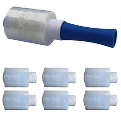 1x Sparset  6 Rollen Bündelstretchfolie mit verlängerten Kern + Abroller