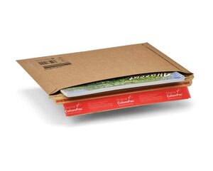 Preview: ColomPac Versandtaschen mit Querbefüllung 270 x 185 x -30 mm Wellpappe Selbstklebeverschluss Aufreißfaden braun