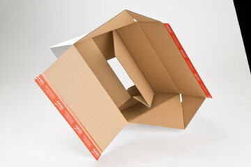 Preview: ColomPac Höhenvariabler Blitzbodenkarton 238 x 170 x 60-130mm mit Selbstklebeverschluss und Aufreißfaden braun