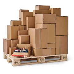 Preview: ColomPac Euroboxen M 300 x 100 x 150mm mit Selbstklebeverschluss & Aufreißfaden braun