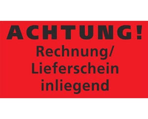 VEPATIM 1000 Hinweisetiketten Warnetiketten rot RECHNUNG /LS. INLIEGEND 145x76mm