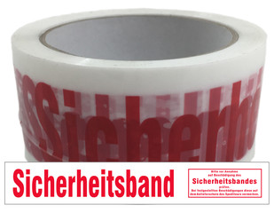Preview: VEPATIM 2 Packband Klebeband 50mmx66m low noise weiß-transparent mit Aufdruck SICHERHEITSBAND