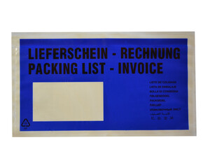 VEPATIM 1000 Dokumententaschen *Lieferschein/Rechnung* DIN Lang 235x130mm blau