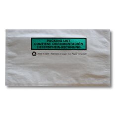Dokumententaschen aus Pergamin Papier Lieferschein/Rechnung weiß mit grünem Balkendruck DIN-Lang 