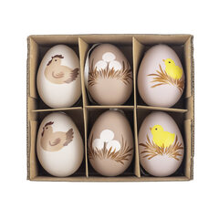 Ostereier Kunststoffeier braun mit Motiven Kunststoff 6cm 