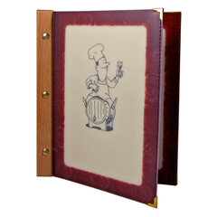 Folienkarte (PVC) weinrot mit Holzrücken 6 Seiten A5 