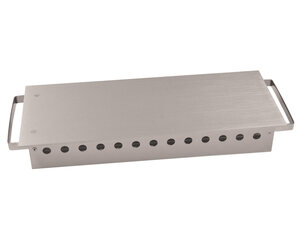 Rechaud aus Edelstahl Speisewärmer Wärmeplatte für 2 Teelichter silber 37x18x6.5cm