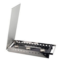 Preview: Rechaud aus Edelstahl Speisewärmer Wärmeplatte für 3 Teelichter silber 49x18x6.5cm