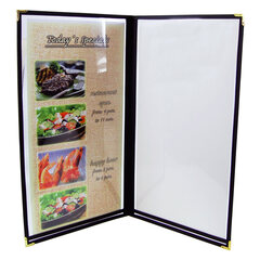 Speisekarte "American" A4 schmal schwarz 4 Seiten 