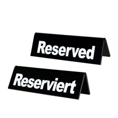 Tischaufsteller "Reserviert" aus Acrylglas schwarz 13x3.5x4cm 