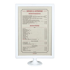 Tischaufsteller aus ABS weiss A4 