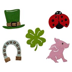 Glücksbringer aus Holz farbig 5 Motive gemischt 2.5 cm 