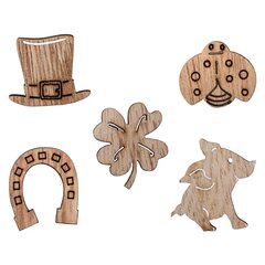Glücksbringer aus Holz natur 5 Motive gemischt 2.5cm 