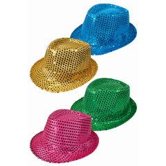 Glitzer-Hut in verschiedenen Farben Größe 58 für Karneval Geburtstag 