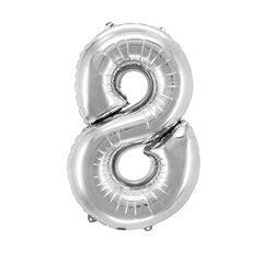 Folienballon Zahlenballon "Zahl 8" silber ca. 81cm 