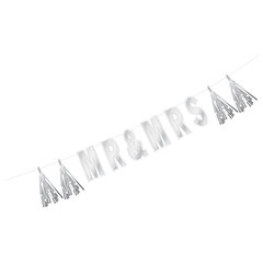 Buchstaben-Girlande "Mr & Mrs" silber 1.2m 