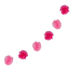 Pompon-Girlande aus Papier rosa 2.5m 