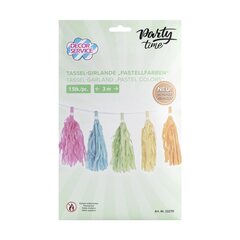Preview: Tassel-Girlande "Pastellfarben" aus Papier schwer entflammbar 3m 