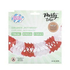 Preview: Girlande aus Papier rot/weiss schwer entflammbar Ø14.5cm 3.6m 