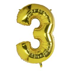 Folienballon Zahlenballon "Zahl 3" gold ca. 115cm 
