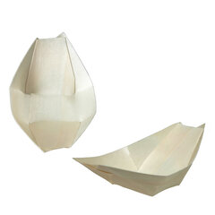 Preview: Fingerfood Schalen "Schiffchen" aus Holz 14cm 