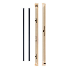 Trinkhalme aus Papier schwarz einzeln gehüllt Ø6mm 21cm 