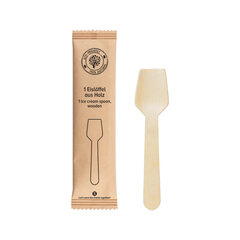 Eislöffel aus Holz in Papier gehüllt 9.5cm 