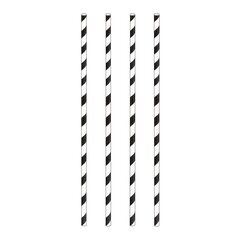 Trinkhalme aus Papier schwarz gestreift Ø6mm 24cm 