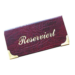 Tischaufsteller "Reserviert" aus Kunstleder weinrot 13x6.5cm 