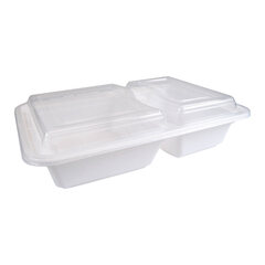 Mehrweg Menüboxen wiederverwendbar PP mit Deckel 2-geteilt weiß 22x15x6cm 