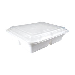 Mehrweg Menüboxen wiederverwendbar PP mit Deckel 3-geteilt weiß 23x18x6.5cm 