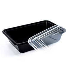 Mehrweg Menüboxen wiederverwendbar PP mit Deckel ungeteilt schwarz 22x15x6.5cm 
