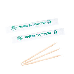 Zahnstocher aus Holz rund in Papier gehüllt Ø2mm 65mm 