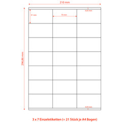 Preview: Etiketten Labels selbstklebend weiß 70 x 41mm auf DIN A4 