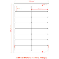 Preview: Etiketten Labels selbstklebend weiß 99.1 x 33.9mm auf DIN A4 