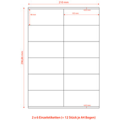 Preview: VEPATIM 1200 Etiketten Labels selbstklebend weiß 105 x 48mm auf DIN A4