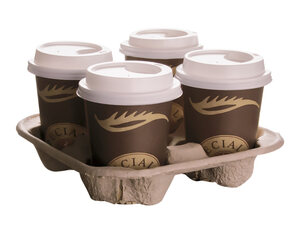 Preview: VEPATIM 450 Getränkehalter Tragetablett Becherhalter 4 Becher Coffee to Go 21x21cm 
