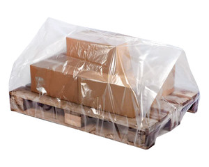 Palettenhaube aus Recyclat 1250 x 950 x 2100mm transparent trüb 50my 