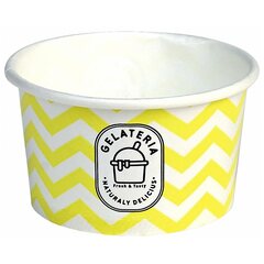 VEPATIM 50 Eisbecher aus Papier Zick Zack Motiv gelb 120 ml 4oz