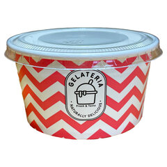 VEPATIM 10000 Eisbecher aus Papier Zick Zack Motiv rot 180 ml 6oz mit Deckel